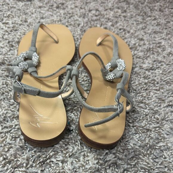 Giuseppe Designer Italian Gray Suede & Leather Sandals - Picture 2 of 4